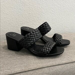 NEW A New Day - Women’s Black Braided Double-Strap Block Heel Sandals